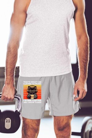 That's What I Do I Listen To Music I Drink Coffee Funny Cat Short