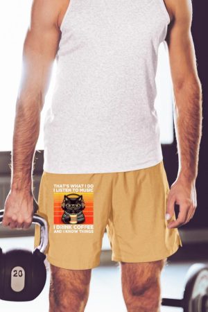 That's What I Do I Listen To Music I Drink Coffee Funny Cat Short
