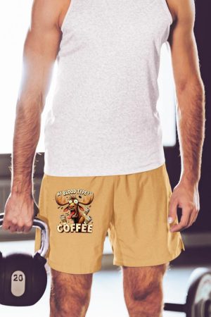 My Blood Type is Coffee Funny Moose Coffee Lover Short