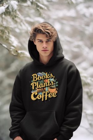 Vintage Books Plants And Coffee Funny Quote Gardening Hoodie