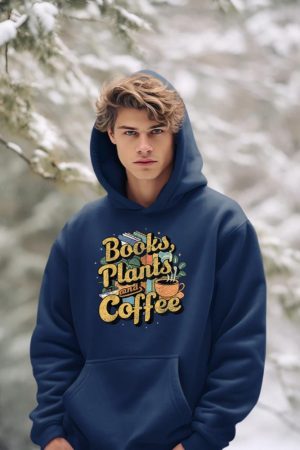 Vintage Books Plants And Coffee Funny Quote Gardening Hoodie