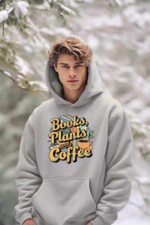 Vintage Books Plants And Coffee Funny Quote Gardening Hoodie