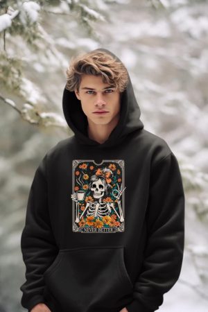 Messy Bun Coffee Lover Never Better Floral Skeleton Women Hoodie