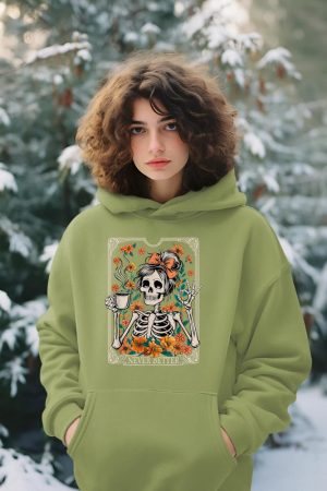 Messy Bun Coffee Lover Never Better Floral Skeleton Women Hoodie