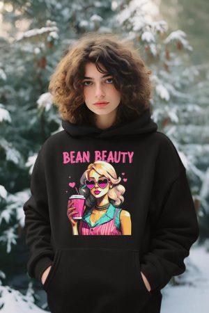 I heart Coffee I love Coffee Being Beuty Moel Girl Funny Pun Hoodie