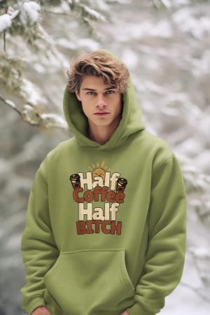 Half Coffee Half Bitch Funny Morning Coffee Drinkers Hoodie