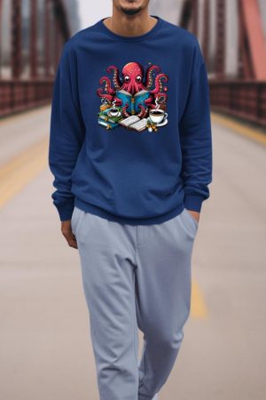 Octopus Reading Book Coffee Lover Bookaholic Bookworm Reader Sweatshirt