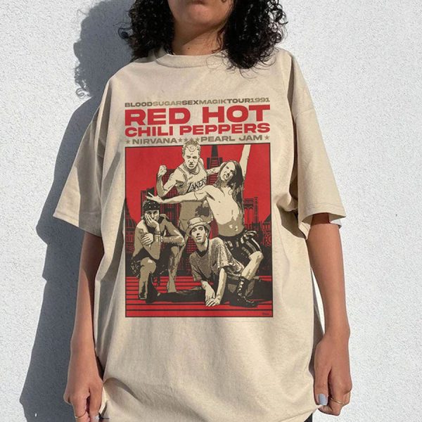 Vintage RHCP Tour 1991 Tee, Red Hot Chili Peppers Shirt, Red Hot Chili Peppers Rock Band 2024 2025 Tshirt