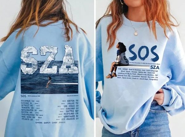 Vintage SZA SOS Shirt, SZA Tour 2024 2025 Shirt, Sza Merch, S.O.S Album Shirt, 2 Sided S.Z.A Shirt