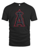 Mlb Los Angeles Angels Black Taylor Logo Hoodie Sweatshirt