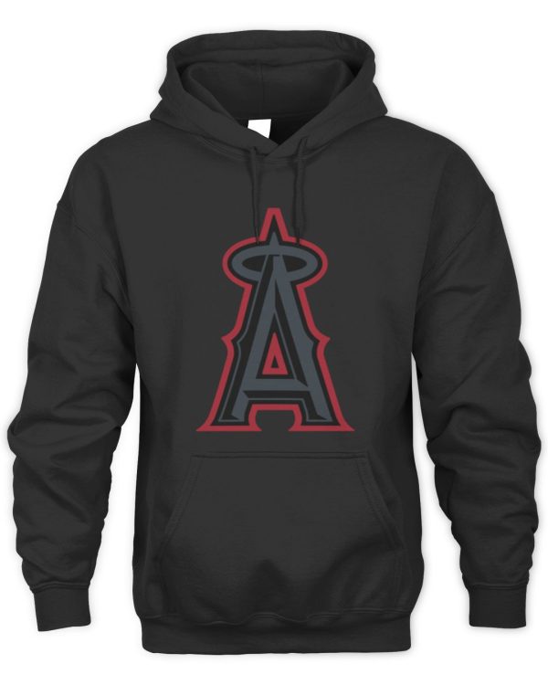Mlb Los Angeles Angels Black Taylor Logo Hoodie Sweatshirt - Image 2