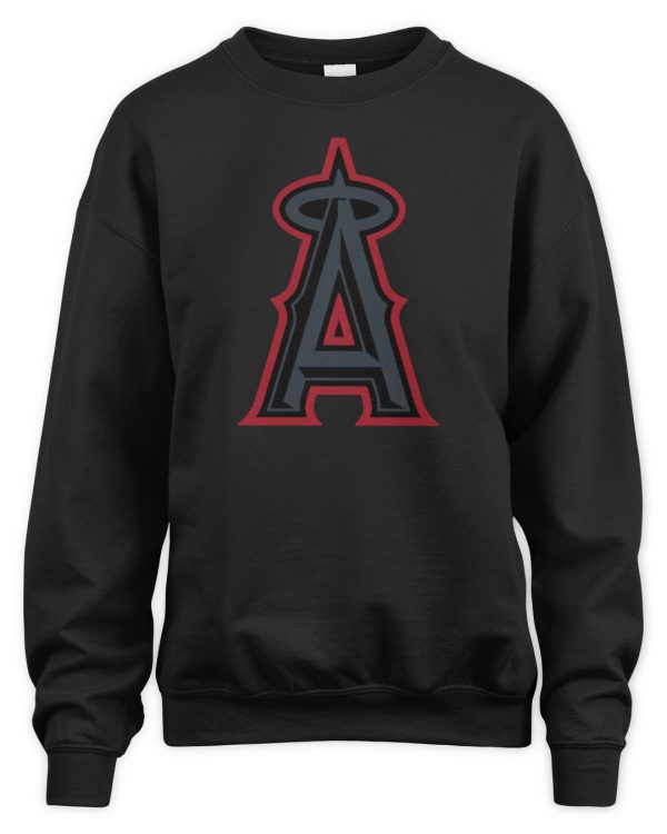 Mlb Los Angeles Angels Black Taylor Logo Hoodie Sweatshirt - Image 3