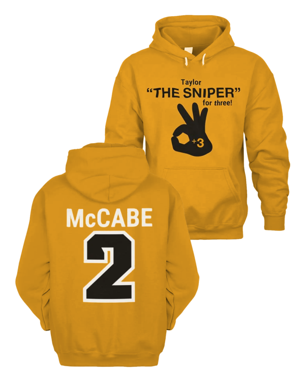 Iowa Hawkeyes Basketball Taylor The Sniper Mccabe For Three Hoodie - Image 2