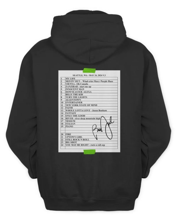 Official Billy Joel 5-24-24 Seattle Set List Tee Shirt - Image 3