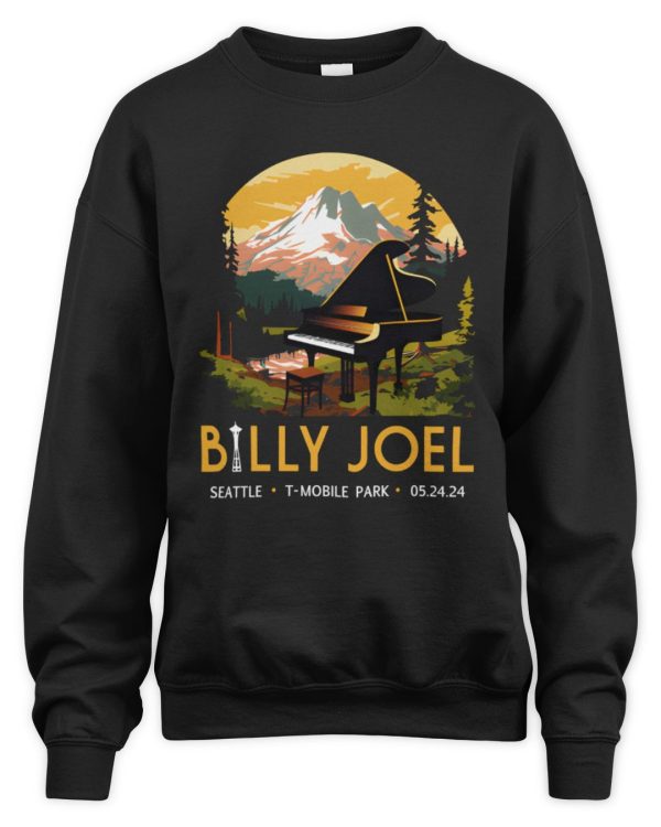 Billy Joel 5-24-24 Seattle Mountain Event Black T Shirt - Image 3