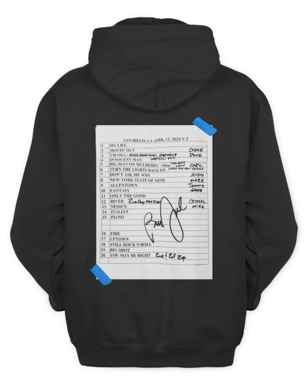 Billy Joel Merch 4-13-24 San Diego Set List Shirt - Image 3