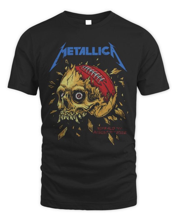 Metallica Merch Buffalo Skull Football Event T-Shirt