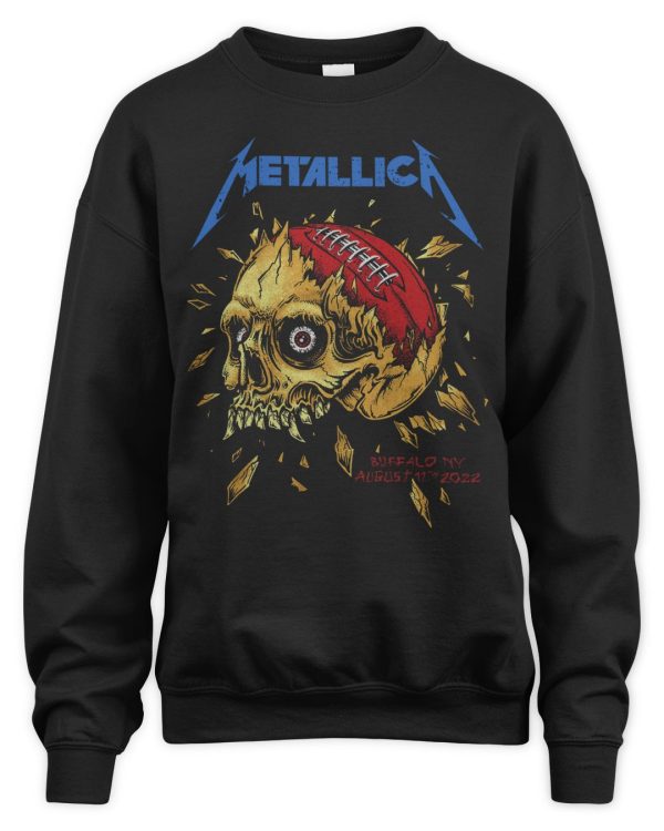 Metallica Merch Buffalo Skull Football Event T-Shirt - Image 3