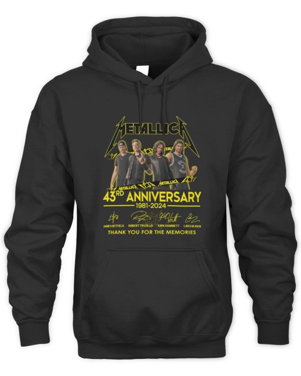 Metallica Merch Metallica 43rd Anniversary 1981-2024 Thank You For The Memories Signatures T Shirt - Image 2