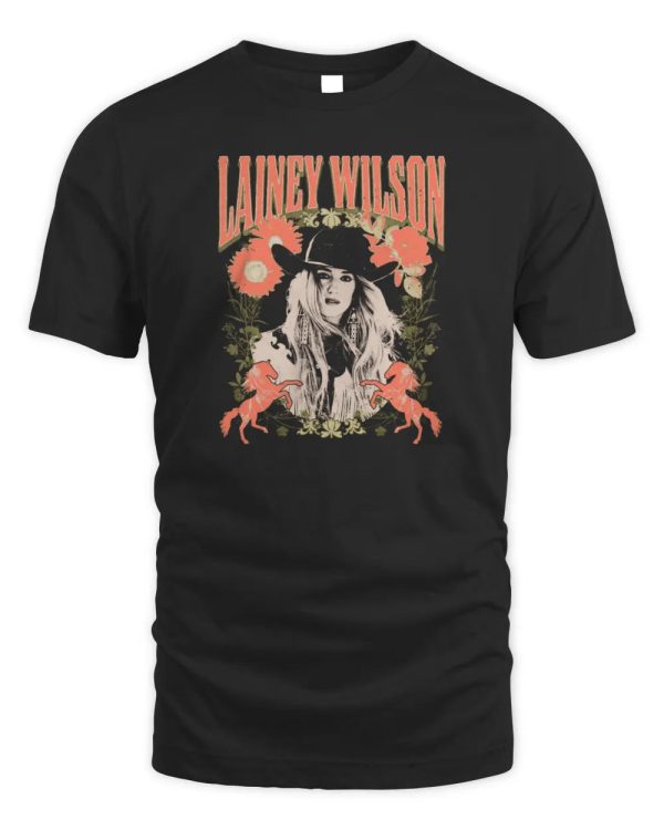 Lainey Wilson Merch Store Floral Portrait Tour T-Shirt - Image 2