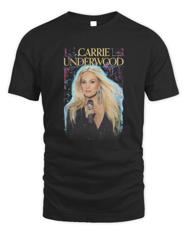 Carrie Underwood Black Rhinestone Mic Photo T-Shirts