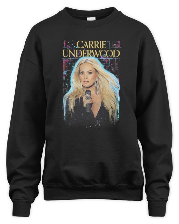 Carrie Underwood Black Rhinestone Mic Photo T-Shirts - Image 3