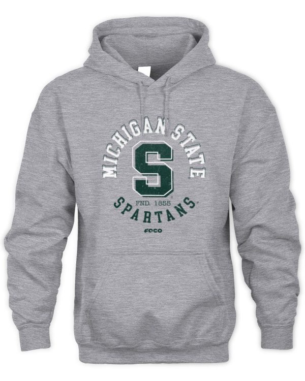 Michigan State Spartans Circle Vintage Grey Official Hoodie Reebedo Shirt - Image 2