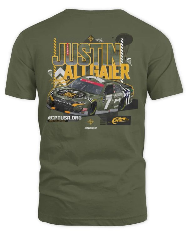 JR Motorsports Official Team Apparel Green Justin Allgaier RCPT Salutes Car T-Shirt Reebedo Shirt