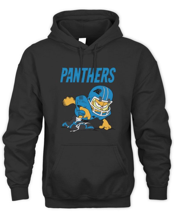 Official Carolina Panthers Garfield Cat Grumpy Football Player Hoodie Sweatshirt Reebedo Shirt - Image 2