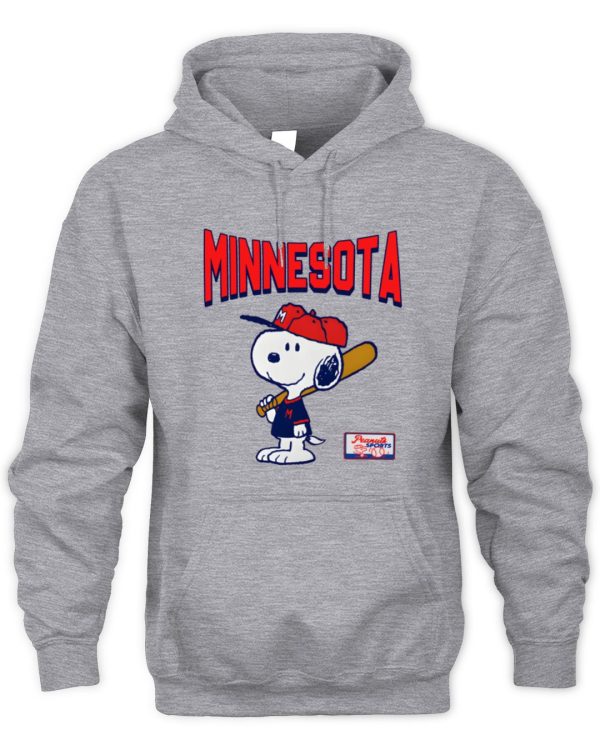 Snoopy Peanuts Ripple Junction Minnesota Baseball Official Hoodie Sweatshirt Reebedo Shirt - Image 2