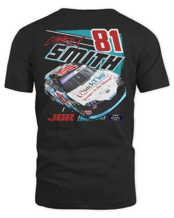 Official Joe Gibbs Racing Team Collection Black Chandler Smith Quick Tie Car Hoodie Sweatshirt Reebedo Shirt