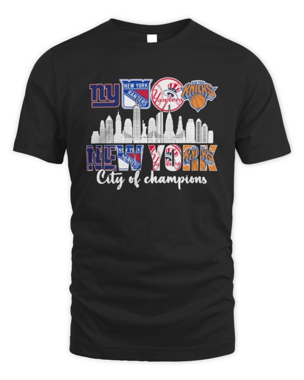 Official New York Sports Team City Of Champions Jets Rangers Yankees And Knicks Shirt Reebedo Shirt