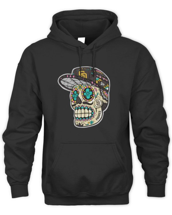New Era Black San Diego Padres Sugar Skulls Official Hoodie Sweatshirt Reebedo Shirt - Image 2