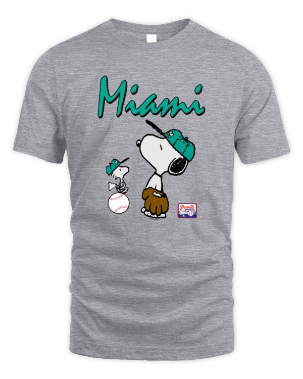 Snoopy Peanuts Ripple Junction Miami Baseball Graphic Official Hoodie Sweatshirt Reebedo Shirt