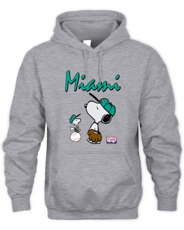 Snoopy Peanuts Ripple Junction Miami Baseball Graphic Official Hoodie Sweatshirt Reebedo Shirt - Image 2