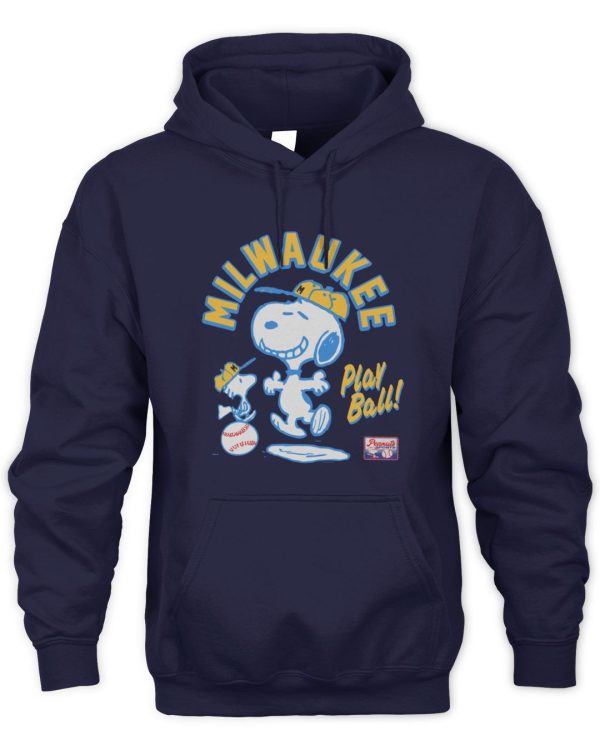Snoopy Peanuts Ripple Junction Milwaukee Baseball Official Hoodie Sweatshirt Reebedo Shirt - Image 2