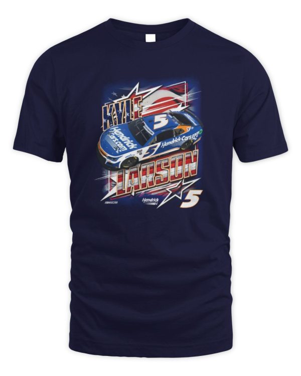 Hendrick Motorsports Team Collection Navy Kyle Larson Hendrickcars com Patriotic Car Official Hoodie Sweatshirt Reebedo Shirt
