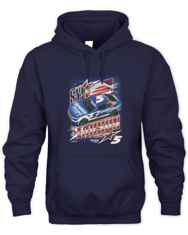 Hendrick Motorsports Team Collection Navy Kyle Larson Hendrickcars com Patriotic Car Official Hoodie Sweatshirt Reebedo Shirt - Image 2