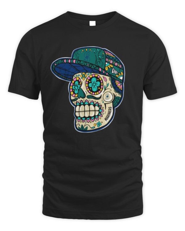 New Era Black Seattle Mariners Sugar Skulls Official Hoodie Sweatshirt Reebedo Shirt