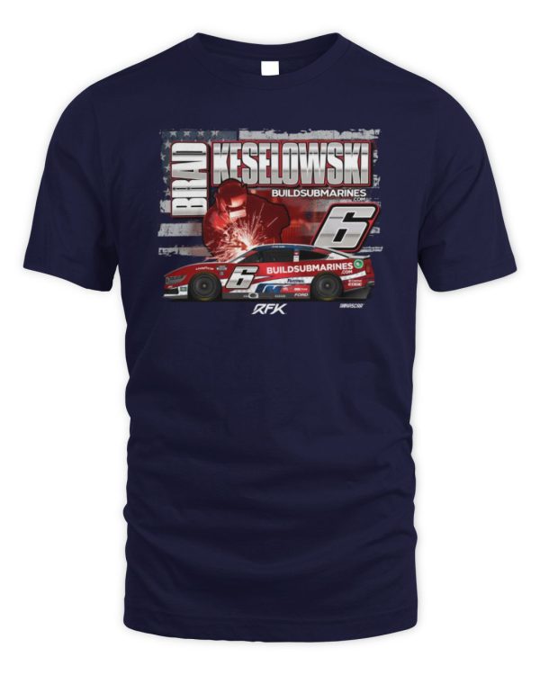 Official Checkered Flag Sports Navy Brad Keselowski Build Submarines Com Patriotic Car Tee Shirt Reebedo Shirt