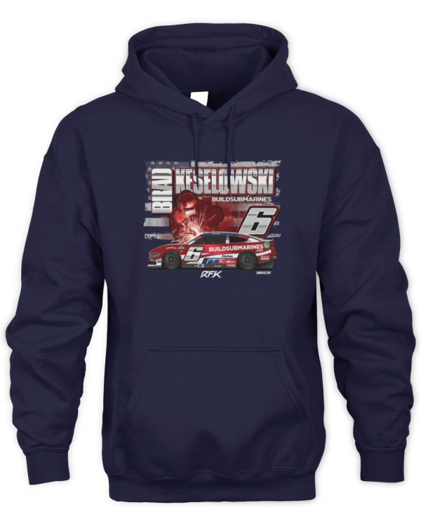Official Checkered Flag Sports Navy Brad Keselowski Build Submarines Com Patriotic Car Tee Shirt Reebedo Shirt - Image 2