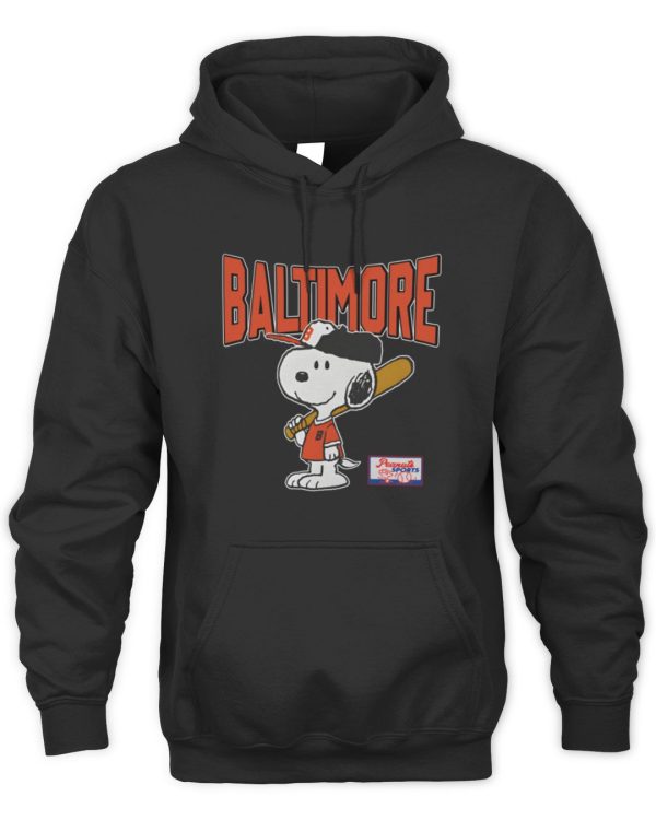 Snoopy Peanuts Ripple Junction Baltimore Baseball Official Hoodie Sweatshirt Reebedo Shirt - Image 2