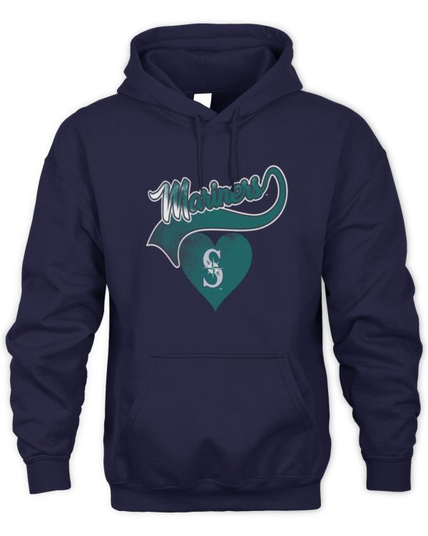 Seattle Mariners Navy Luv Dolman Official Hoodie Sweatshirt Reebedo Shirt - Image 2