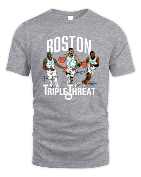 Celtics Triple Threat Holiday Tatum Brown Homage Official T Shirt Reebedo Shirt