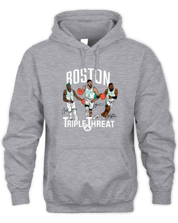 Celtics Triple Threat Holiday Tatum Brown Homage Official T Shirt Reebedo Shirt - Image 2