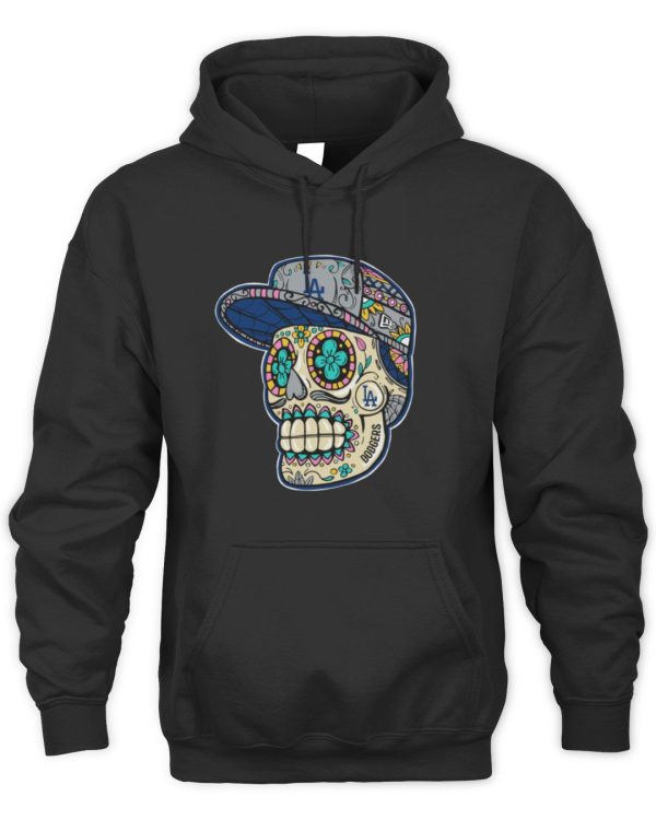 New Era Black Los Angeles Dodgers Sugar Skulls Official Hoodie Sweatshirt Reebedo Shirt - Image 2