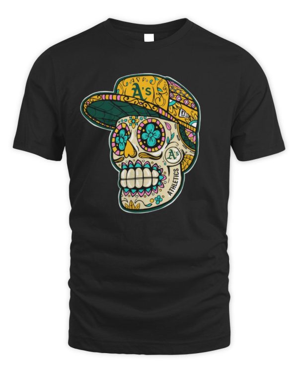 New Era Black Oakland Athletics Sugar Skulls Official Hoodie Sweatshirt Reebedo Shirt