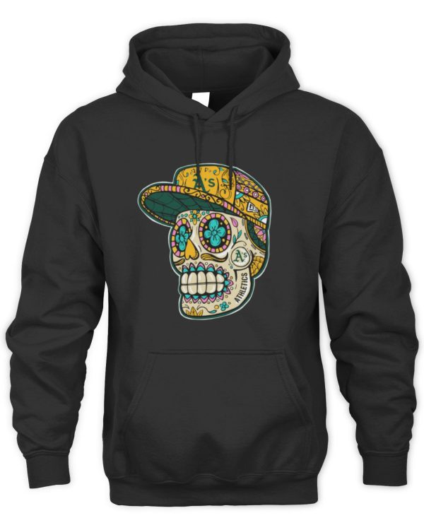 New Era Black Oakland Athletics Sugar Skulls Official Hoodie Sweatshirt Reebedo Shirt - Image 2