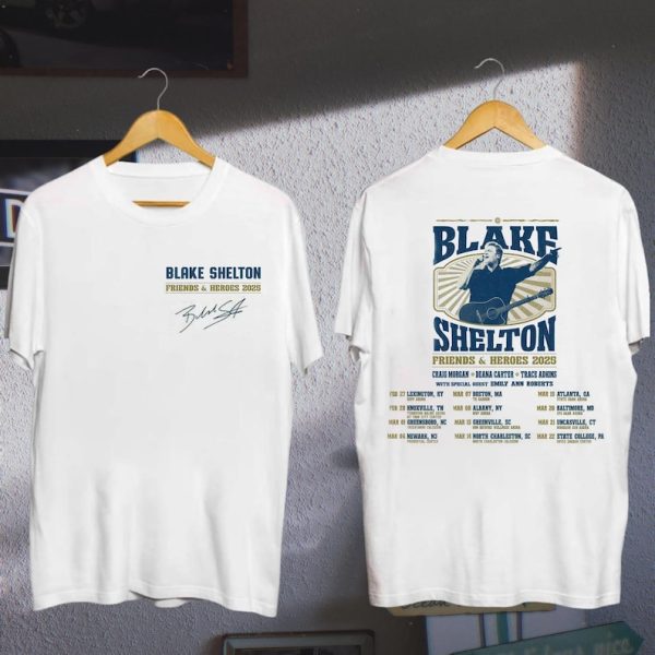 Blake Shelton Tour 2025 Fan Shirt, Blake Shelton Friends & Heroes Tour 2025 Shirt, Friends And Heroes Tour Merch, Blake Shelton Fan Gift
