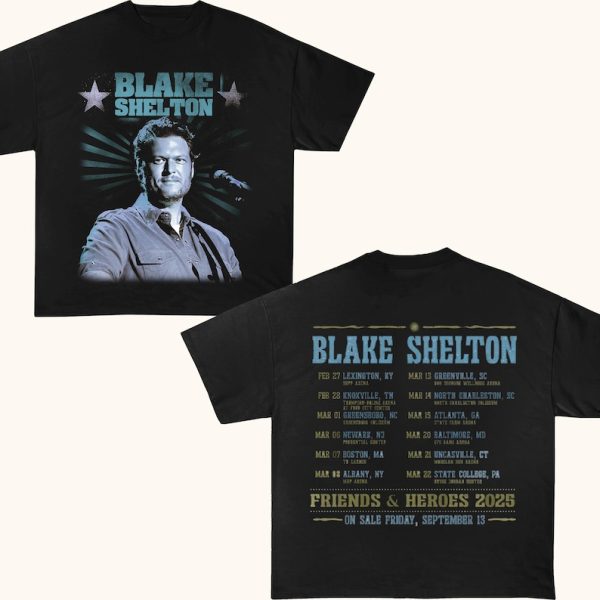 Blake Shelton Best Signature Shirt, Blake Shelton Friends and Heroes Tour 2025 Shirt, Blake Shelton Fan Gift, Blake Shelton Country Music Shirt